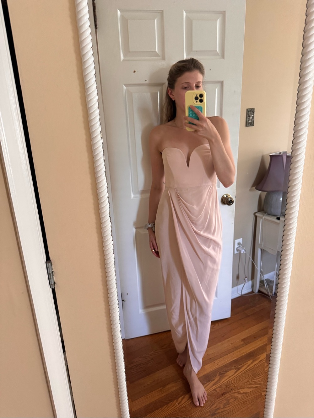Zimmermann Strapless Sweetheart Draped Blush Pink Maxi Dress